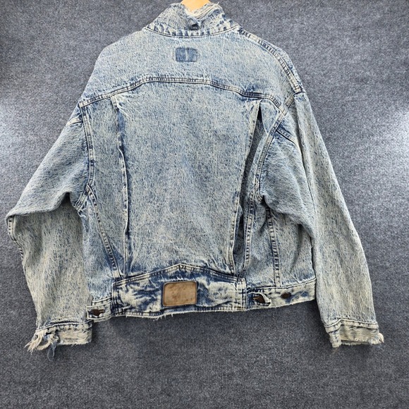 Vintage Levis Acid Wash Denim Trucker Jacket Made in USA Blue 75068-0510 XL Mens - Picture 5 of 13